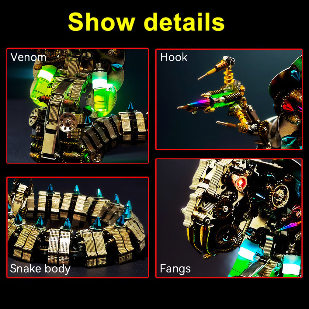DIY 3D Snake Metal Model Puzzles Building Block Set Toys 1000+PCS