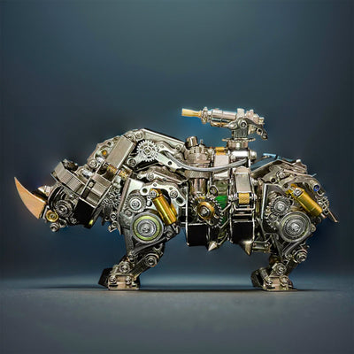 DIY 3D Steampunk Mechanical Siege Rhino Set Assembly Craft 700PCS+