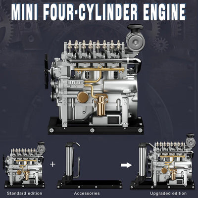 DIY 1/10 Full Metal Mini L4 OHV Inline 4 Cylinder Engine Model Kit that Works