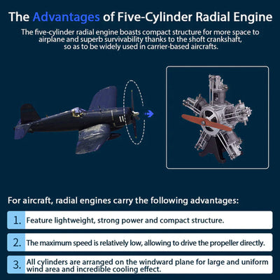 PUUZZLE™ | DIY 1/6 Full Metal 5 Cylinder Radial Engine Model Kit