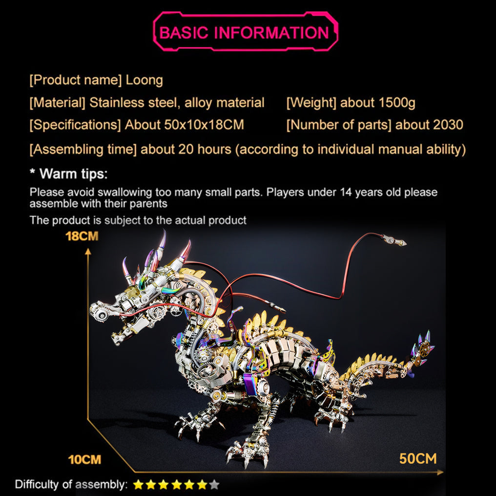 DIY 3D Mechanical Dragon Metal Model Puzzles for Adults Building Block Set Toys