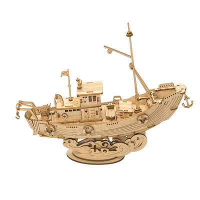 PUUZZLE  Fishing Ship TG308 3D Wooden Puzzle Decor