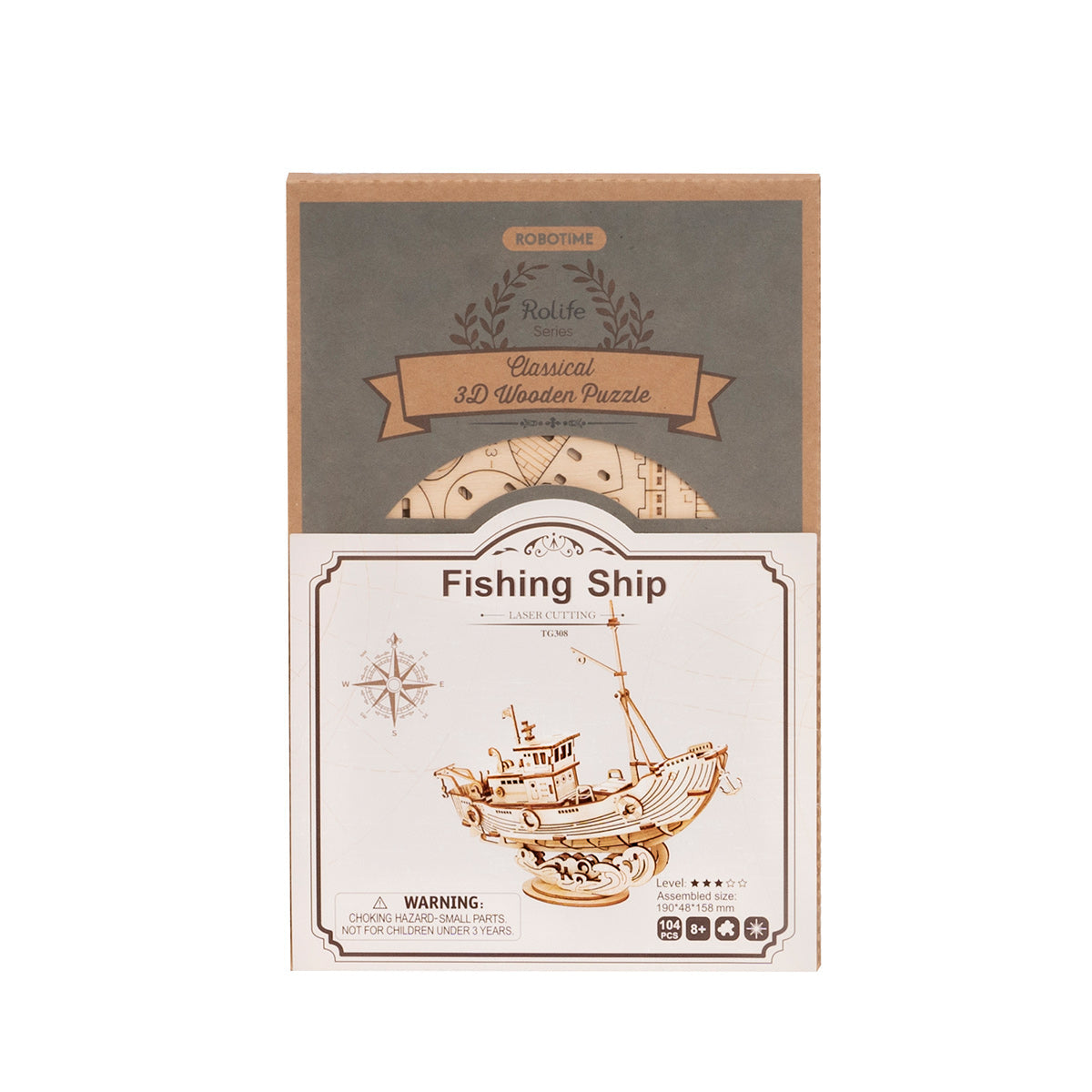 PUUZZLE  Fishing Ship TG308 3D Wooden Puzzle Decor