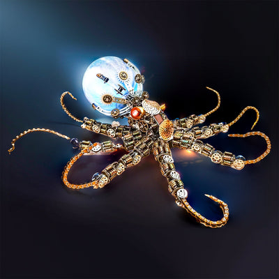 DIY 3D Metal Steampunk Mechanical Octopus Model Kit 2400PCS+