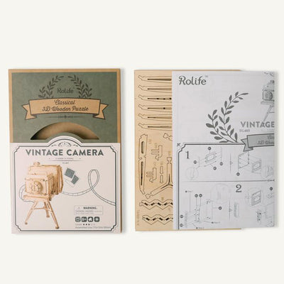 PUUZZLE  Vintage Camera TG403 3D Wooden Puzzle