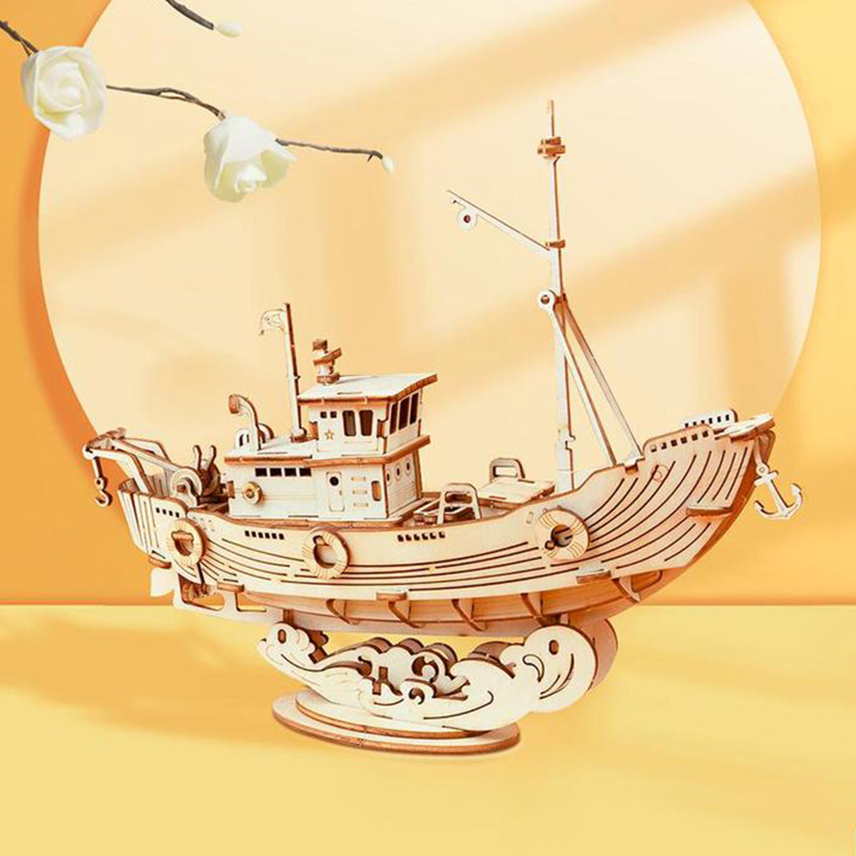 PUUZZLE  Fishing Ship TG308 3D Wooden Puzzle Decor