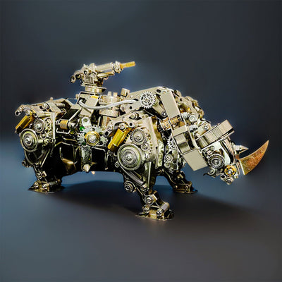 DIY 3D Steampunk Mechanical Siege Rhino Set Assembly Craft 700PCS+