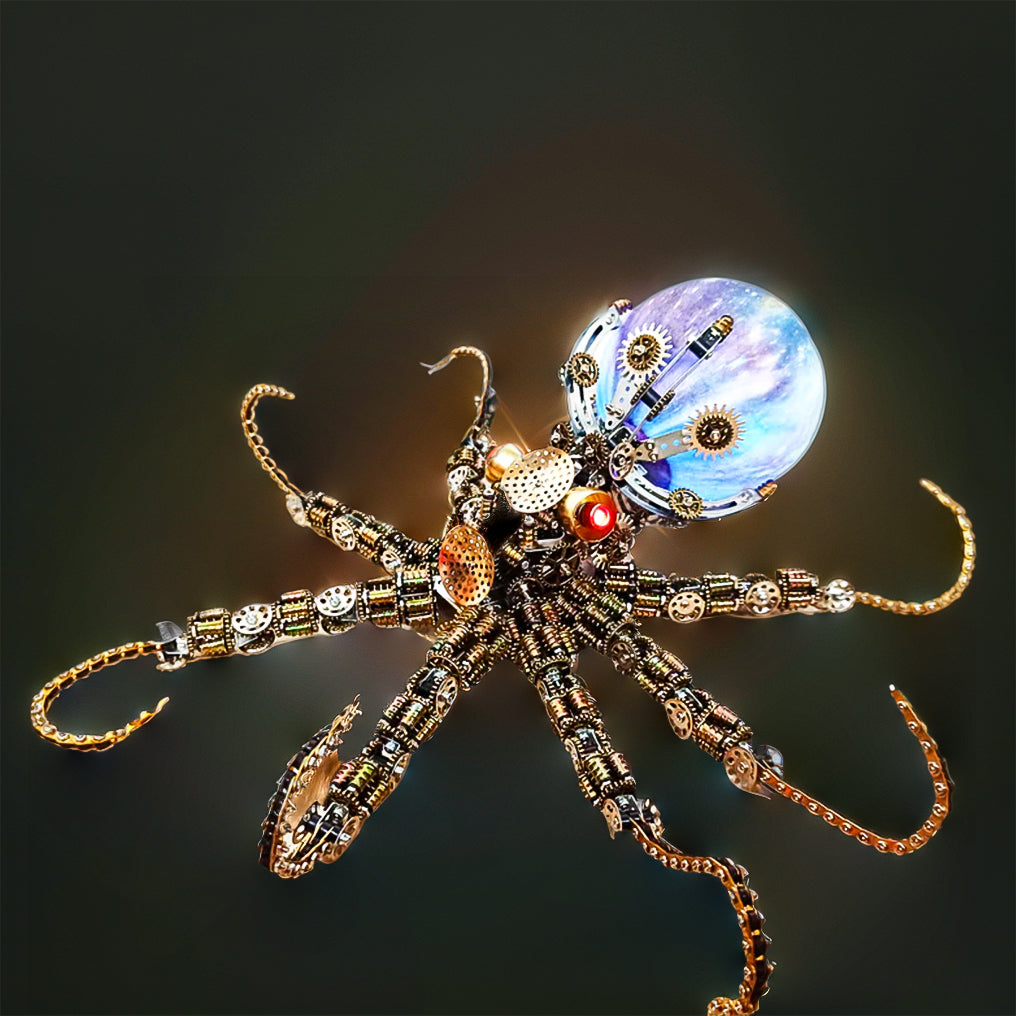 DIY 3D Metal Steampunk Mechanical Octopus Model Kit 2400PCS+