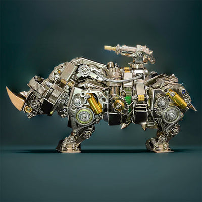 DIY 3D Steampunk Mechanical Siege Rhino Set Assembly Craft 700PCS+