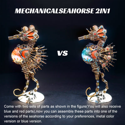 DIY 3D Metal Steampunk Mechanical Seahorse Puzzle with Lamp Model-2100PCS