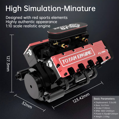 DIY V8 Engine Model That Run 28cc Gasoline/Nitro Engine KIT FS-V800