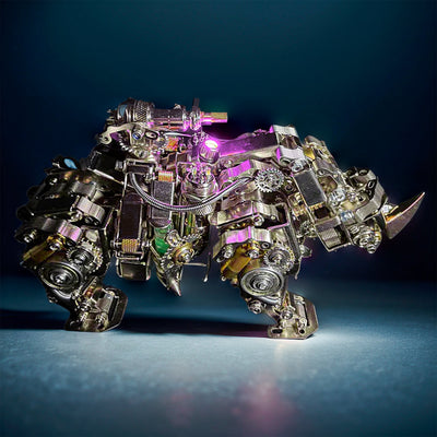 DIY 3D Steampunk Mechanical Siege Rhino Set Assembly Craft 700PCS+