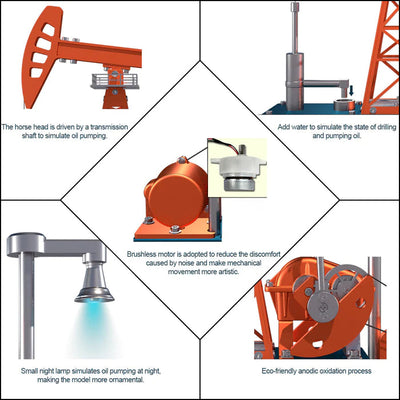 DIY Educational 3D Metal Oilfield Working Equipment with Pumping Unit that Works