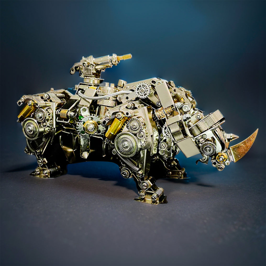 DIY 3D Steampunk Mechanical Siege Rhino Set Assembly Craft 700PCS+