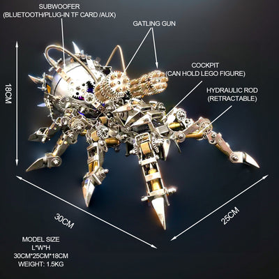 DIY 3D Metal Tarantula with Black Speaker Puzzle Model Kit 1000+PCS