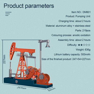 DIY Educational 3D Metal Oilfield Working Equipment with Pumping Unit that Works