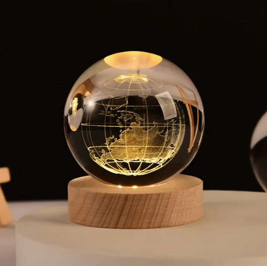 PUUZZLE™ | Earth 3D Crystal Sphere with Light Base