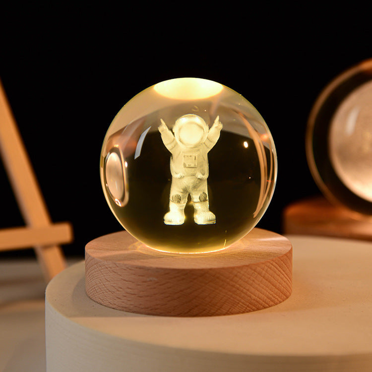 PUUZZLE™ | Astronaut 3D Crystal Sphere with Light Base