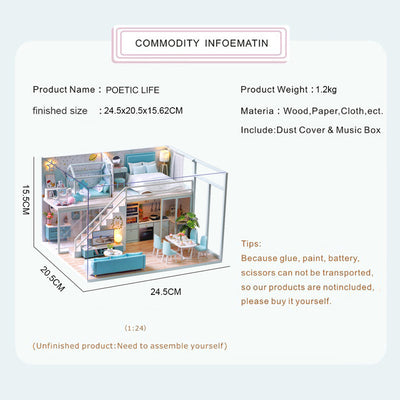 PUUZZLE 1:24 DIY Dollhouse Kit (Poetic Life)