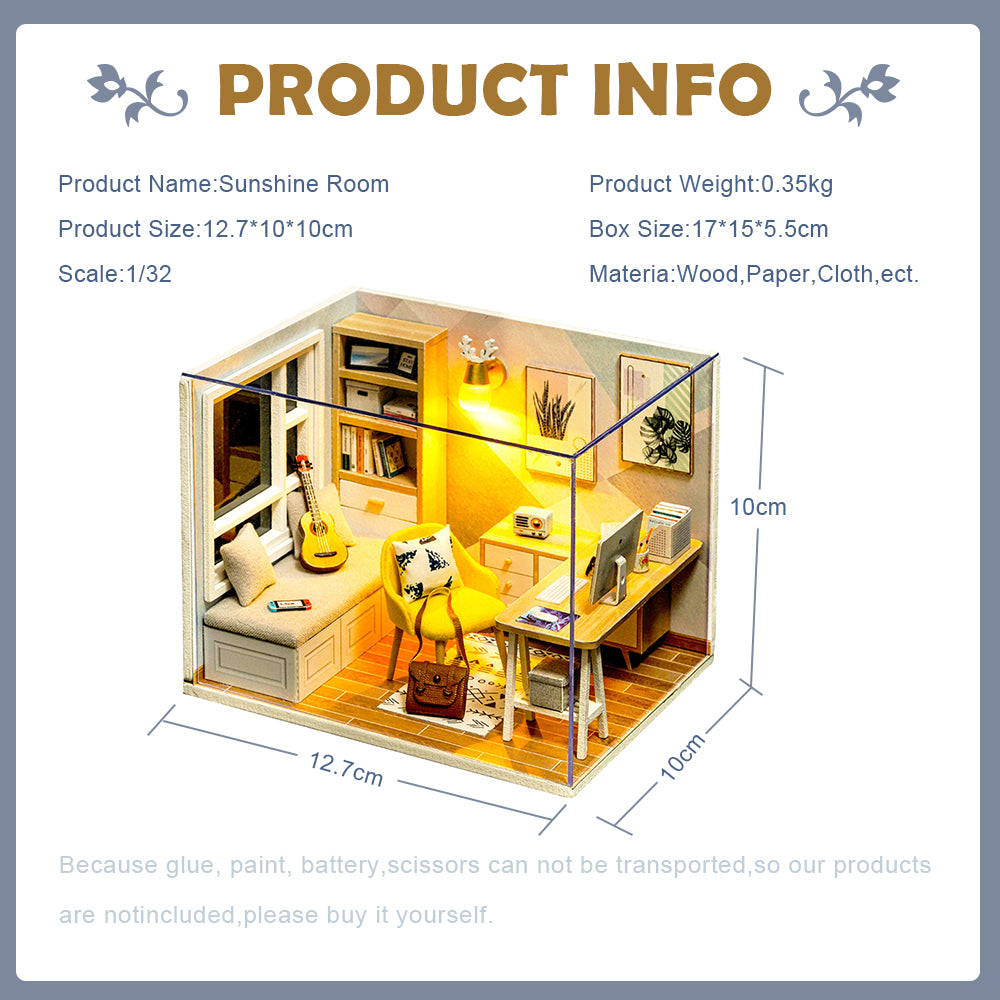 PUUZZLE 1:24 DIY Dollhouse Kit ( Sunshine Room)