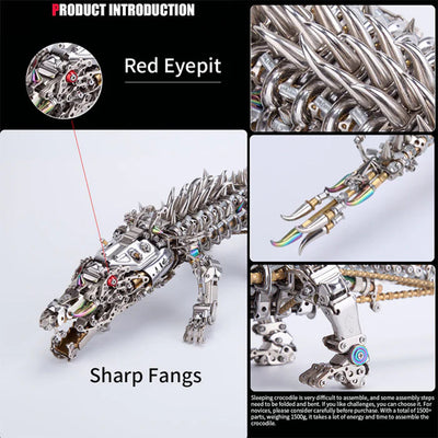 DIY 3D Metal Mechanical Sleeping Crocodile Puzzle Model Assembly Kit 1500+PCS