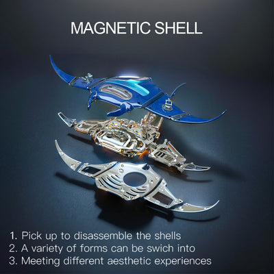 DIY 3D Metal Mechanical Manta Ray Assembly Model with Lights-200+PCS