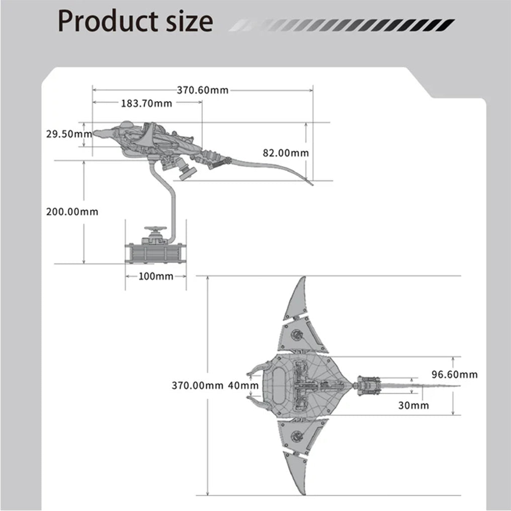 DIY 3D Metal Mechanical Manta Ray Assembly Model with Lights-200+PCS