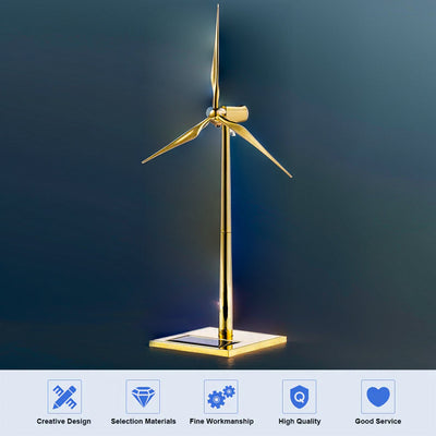 DIY 3D Metal Windmill Solar Powered Wind Turbine Assembly Model Golden