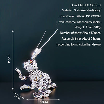 DIY 3D Metal Punk Mechanical Rabbit Puzzle Model Crafts Assembly Kit-500PCS