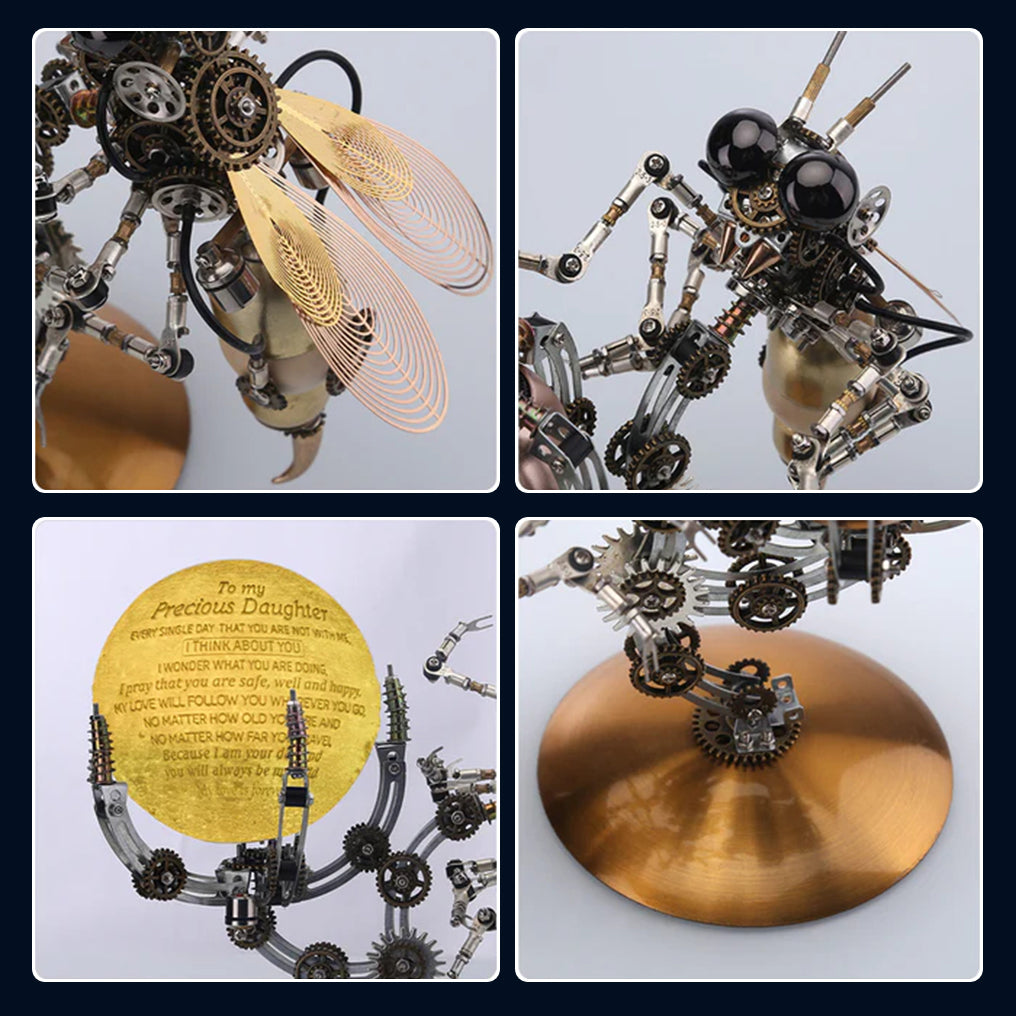 DIY 3D Metal Mechanical Wasp Puzzle Model with Remote Control Lamp -627PCS