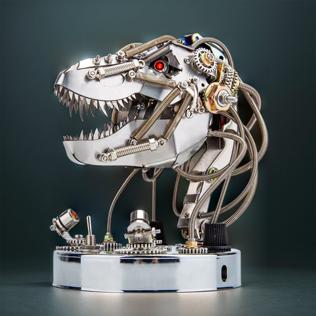 DIY 3D Metal Steampunk Moving Mechanical Dinosaur Head Model Kits - 180PCS+
