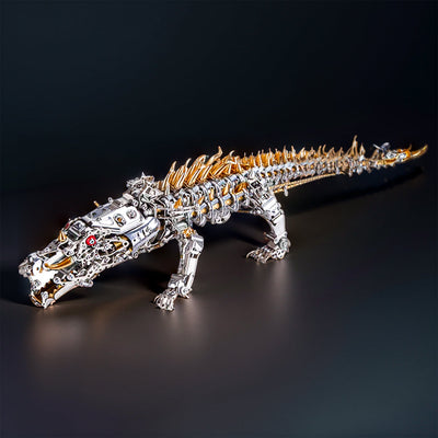 DIY 3D Metal Mechanical Sleeping Crocodile Puzzle Model Assembly Kit 1500+PCS