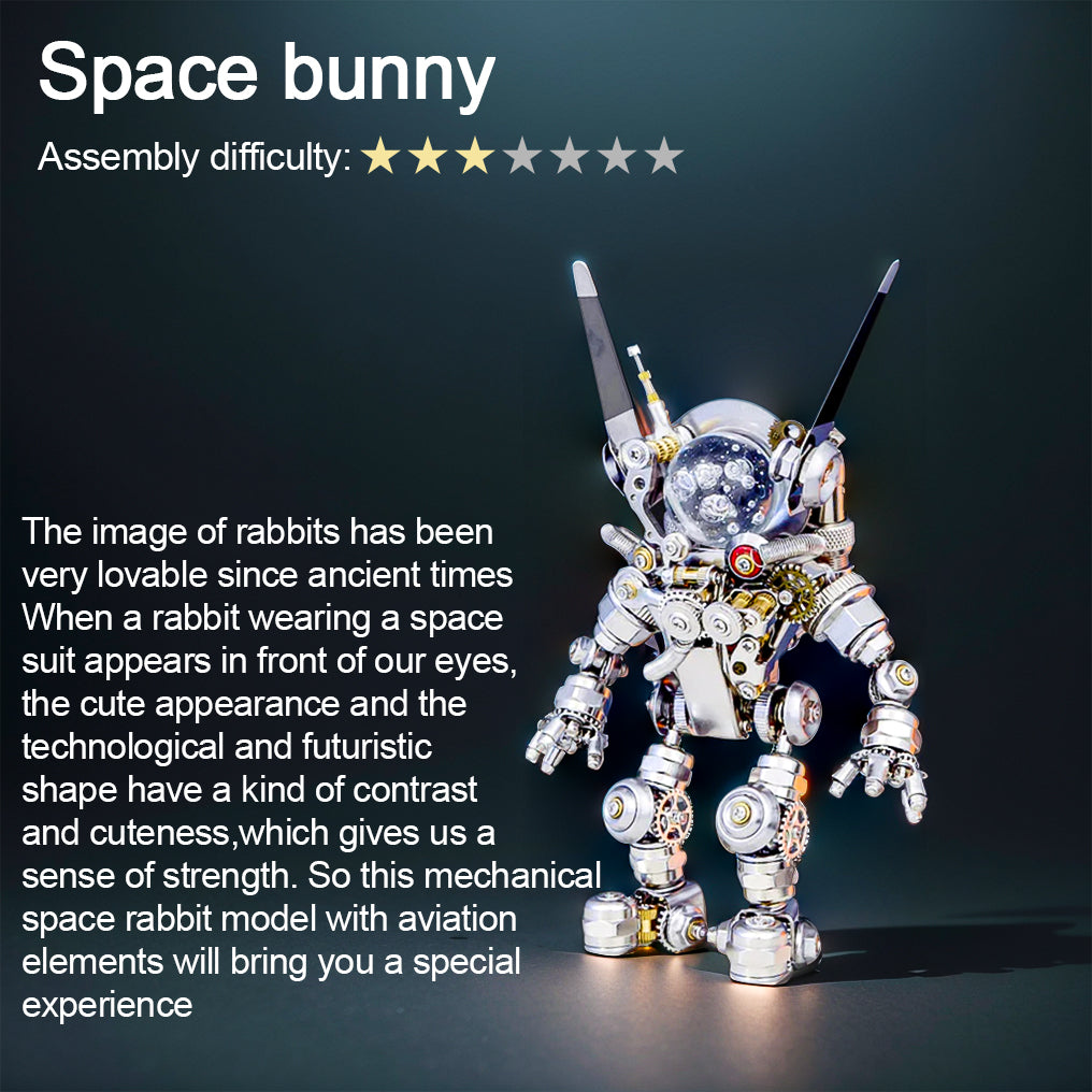 DIY 3D Sci-fi Punk Metal Mechanical Aerospace Rabbit Assembly Model Kit-500PCS