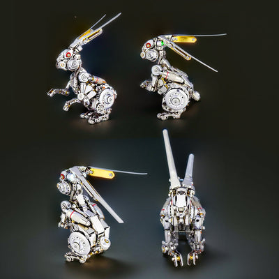 DIY 3D Metal Punk Mechanical Rabbit Puzzle Model Crafts Assembly Kit-500PCS