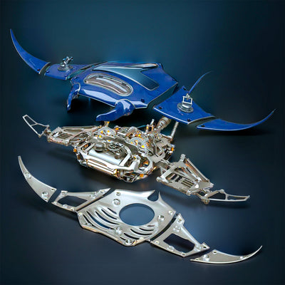 DIY 3D Metal Mechanical Manta Ray Assembly Model with Lights-200+PCS