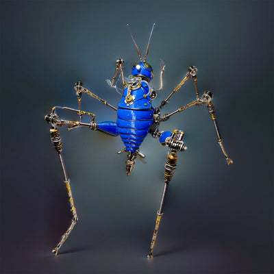 DIY 3D Metal Mechanical Blue Cricket Steampunk Craft Puzzle Model Assembly Kit