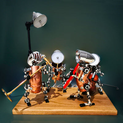 DIY 3D Metal Steampunk Hand-Assembled Robot Band Model