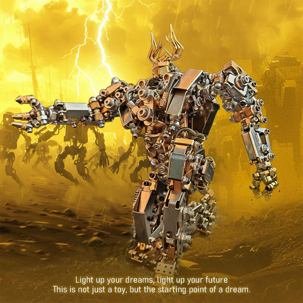 DIY 3D Steampunk Protoss Mecha Metal Model With Lights-1020+PCS