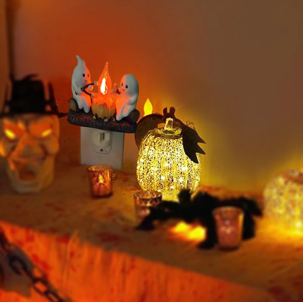 Ghostly Campfire Flickering Night Light