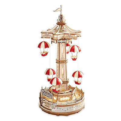 PUUZZLE Parachute Tower DIY Music Box 3D Wooden Puzzle EA01