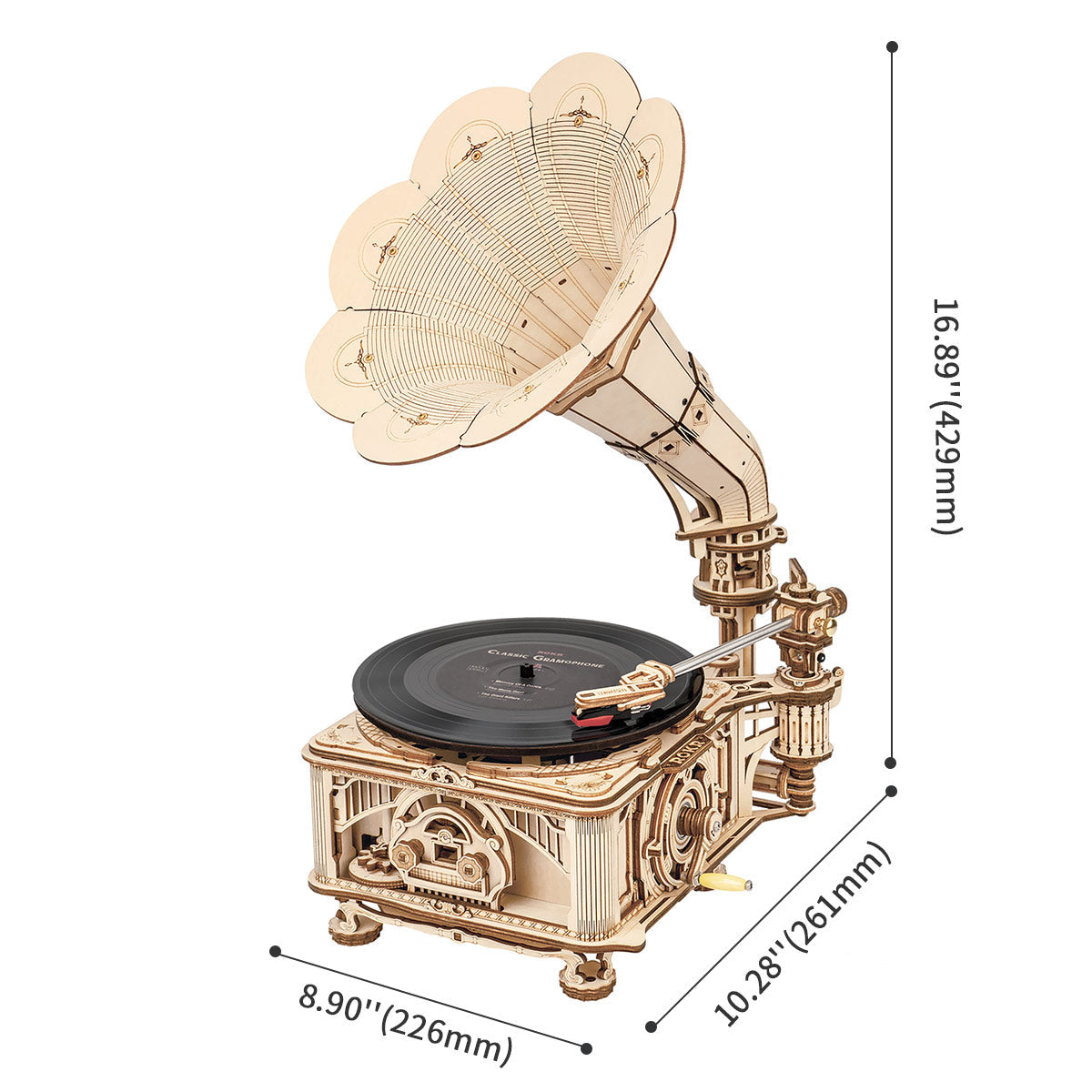 PUUZZLE DIY Crank Classic Gramophone LKB01 (Hand Rotating)