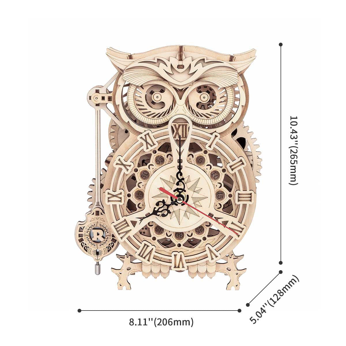 PUUZZLE Owl Clock LK503 Battery Mechanical Gears Kit