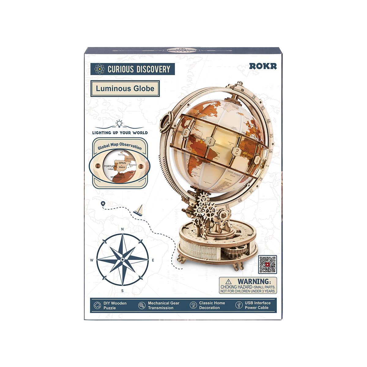 PUUZZLE Luminous Globe 3D Wooden Puzzle ST003