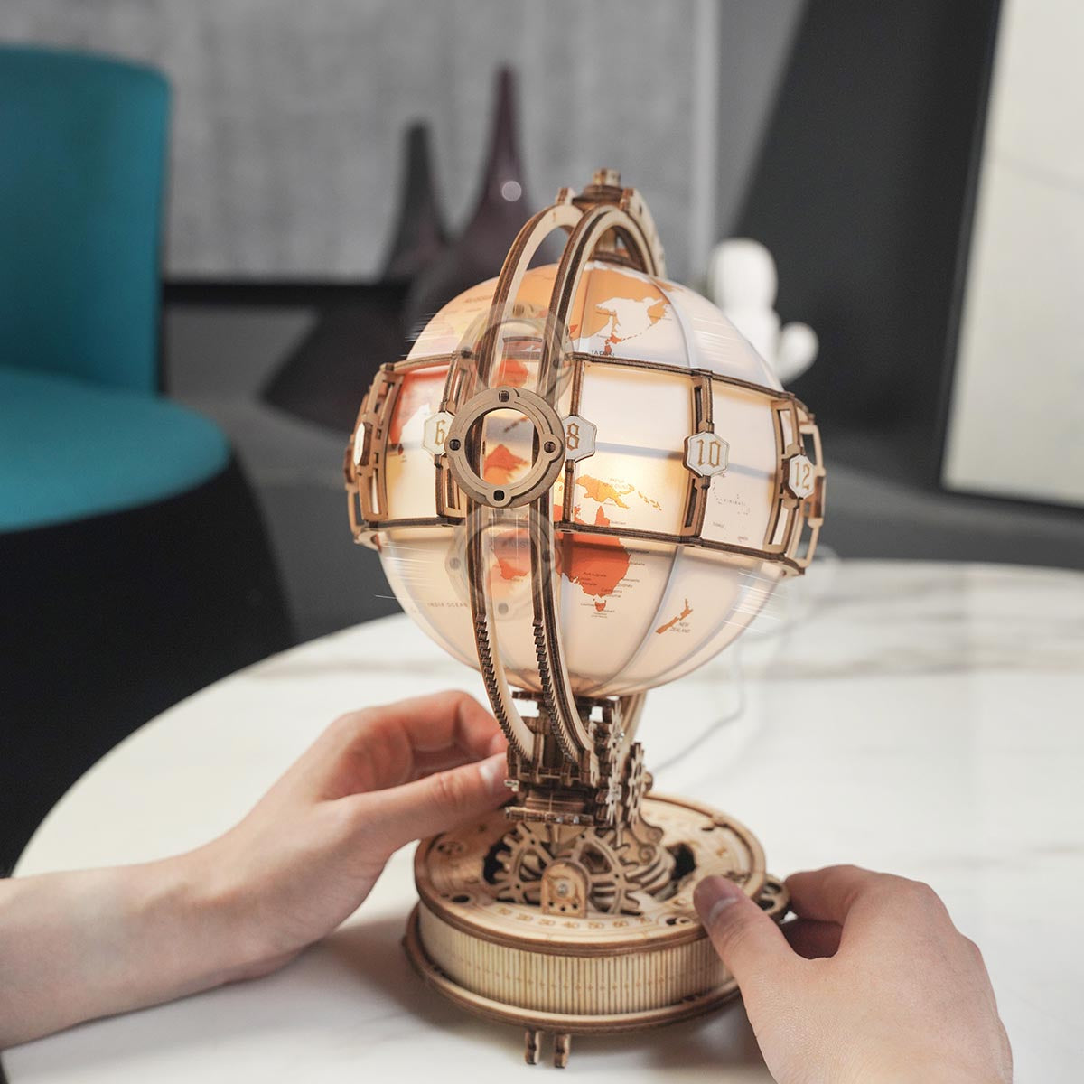 PUUZZLE Luminous Globe 3D Wooden Puzzle ST003