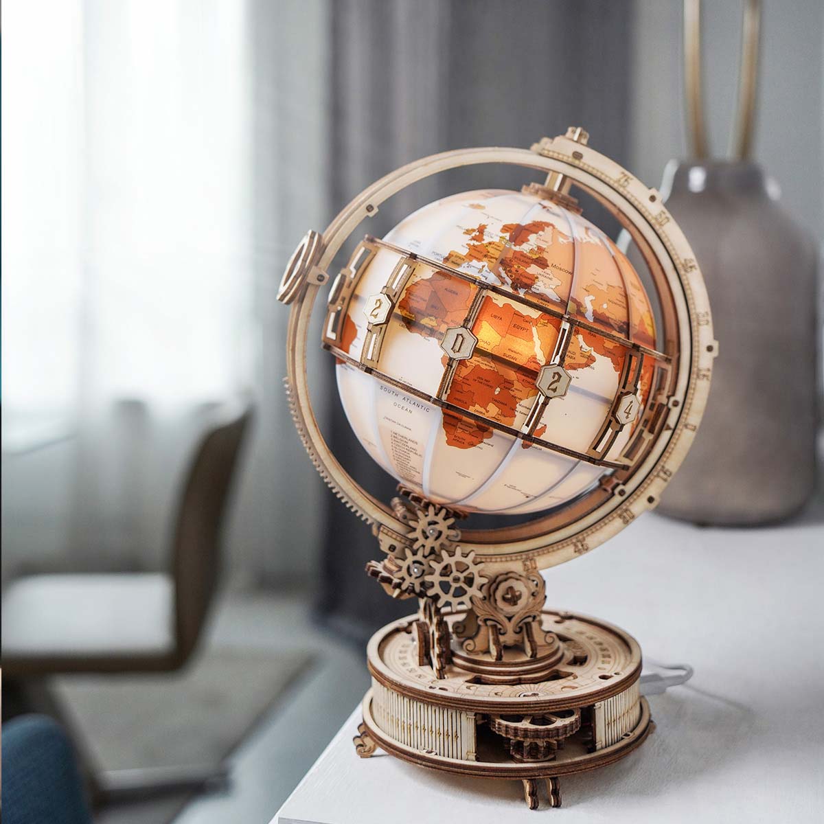 PUUZZLE Luminous Globe 3D Wooden Puzzle ST003