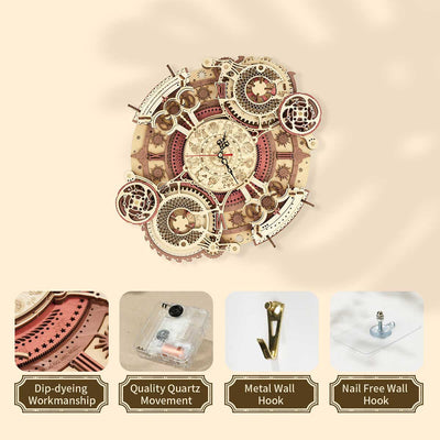 PUUZZLE Zodiac Wall DIY Clock Time Engine LC601-3D Wooden Puzzle