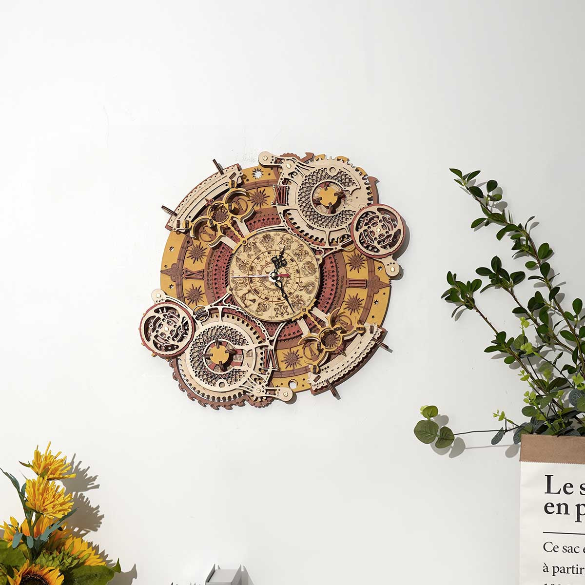 PUUZZLE Zodiac Wall DIY Clock Time Engine LC601-3D Wooden Puzzle